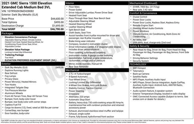 Used 2021 DARK SKY METALLIC GMC Elevation image 5