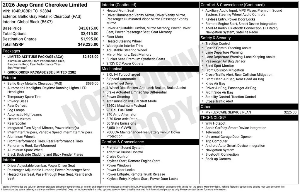 New 2026 Baltic Gray Metallic Clear-Coat Exterior Paint Jeep Limited image 9