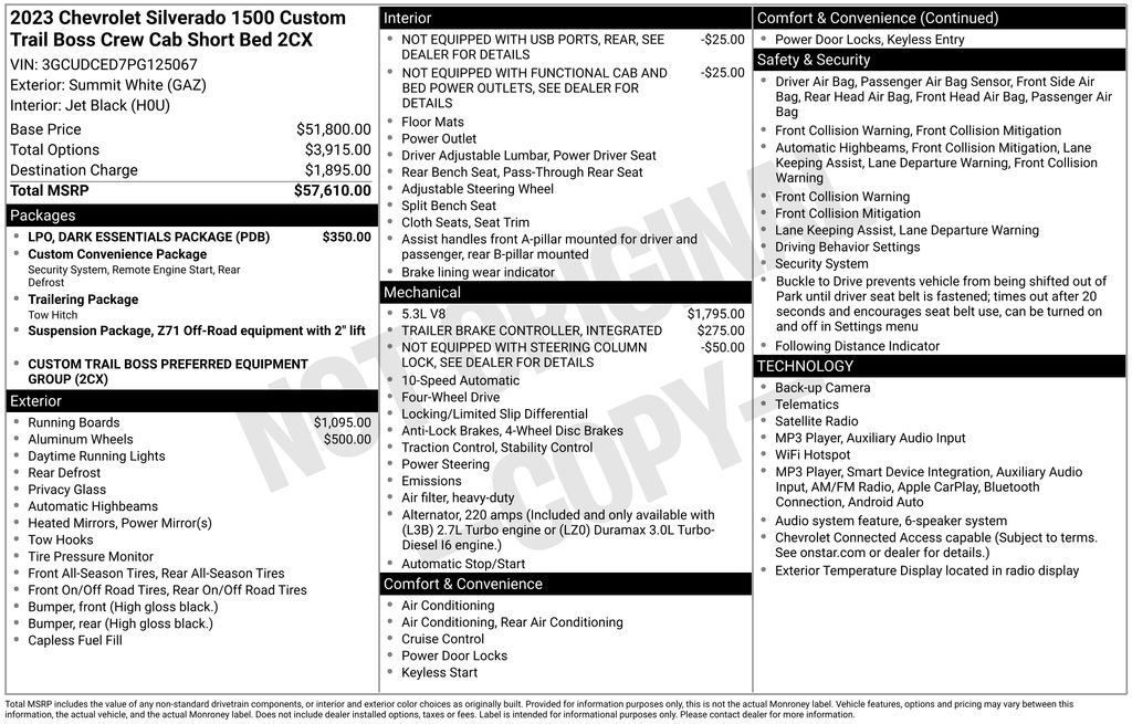 Used 2023 White Chevrolet Custom Trail Boss image 9