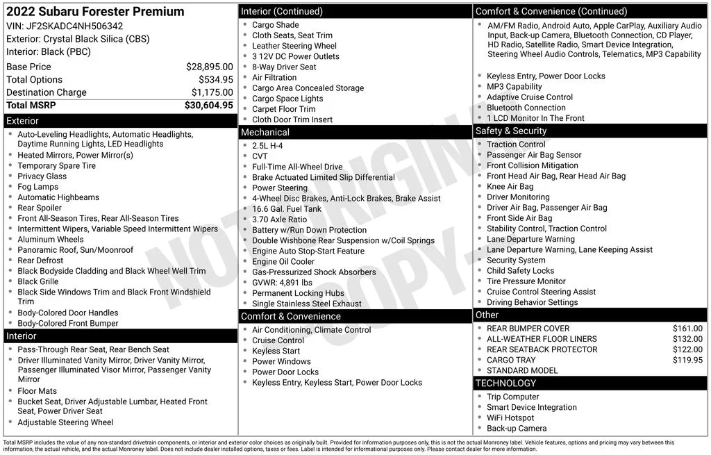 Certified Used 2022 Black Subaru Premium image 7
