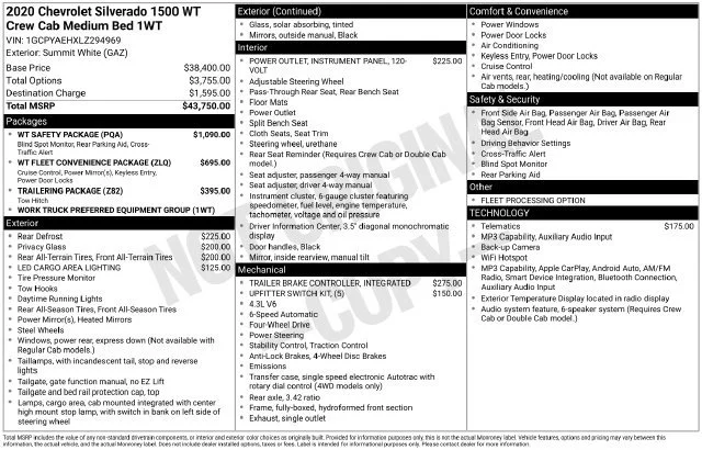 Used 2020 SUMMIT WHITE Chevrolet Work Truck image 7