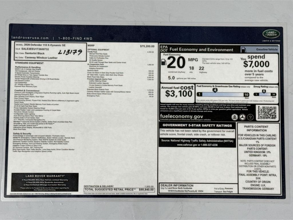 New 2026 Santorini Black Land Rover X-Dynamic SE image 9