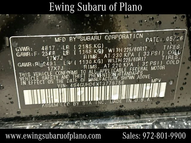 New 2026 CRYSTAL BLACK SILICA Subaru Premium image 33