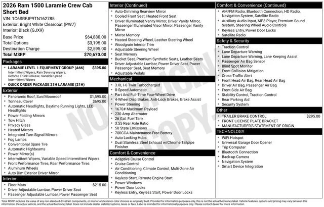 New 2026 Bright White Clear-Coat Exterior Paint RAM Laramie image 19