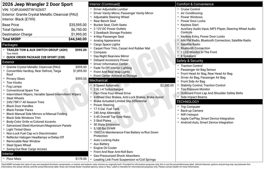 New 2026 Granite Crystal Metallic Clear-Coat Exterior Paint Jeep Sport image 3