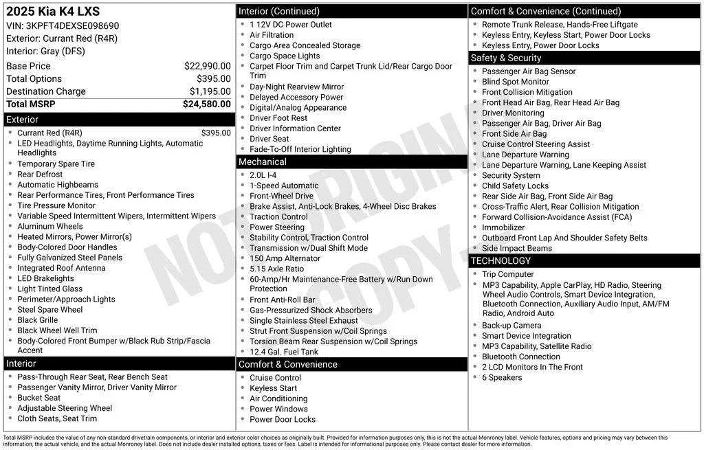 Used 2025 Red Kia LXS image 4