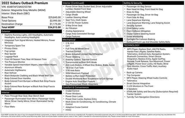 Used 2022 Gray Subaru Premium image 2