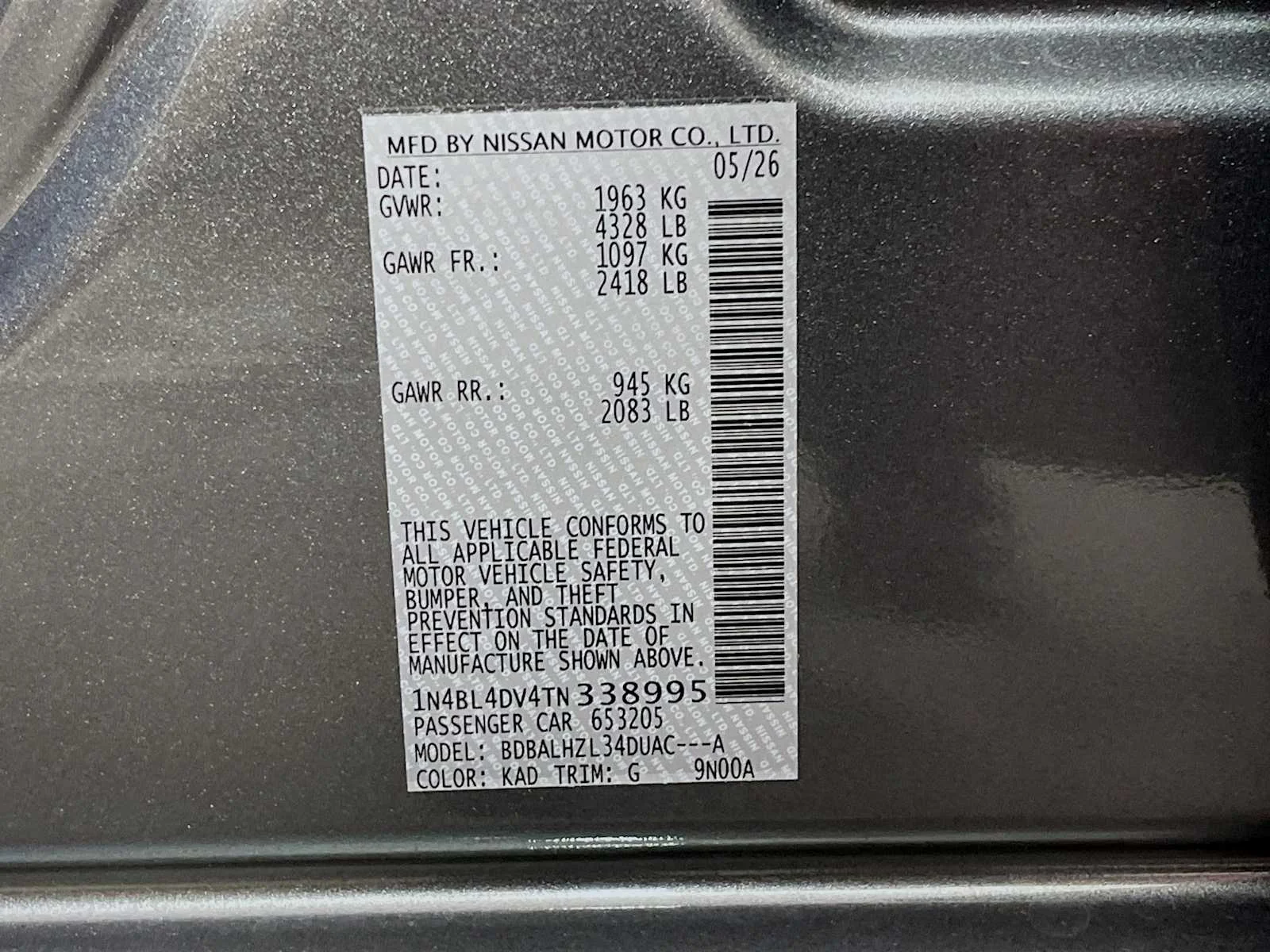 New 2026 Gun Metallic Nissan SV Special Edition image 6