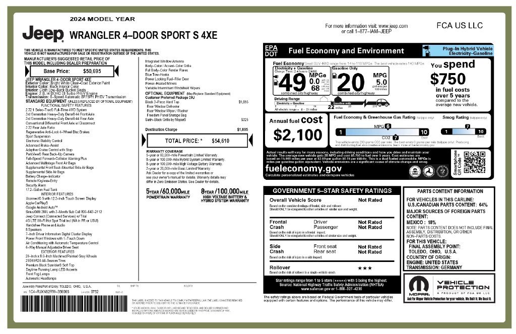Used 2024 White Jeep Sport S 4xe image 4