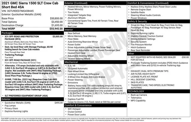 Used 2021 Silver GMC SLT image 32