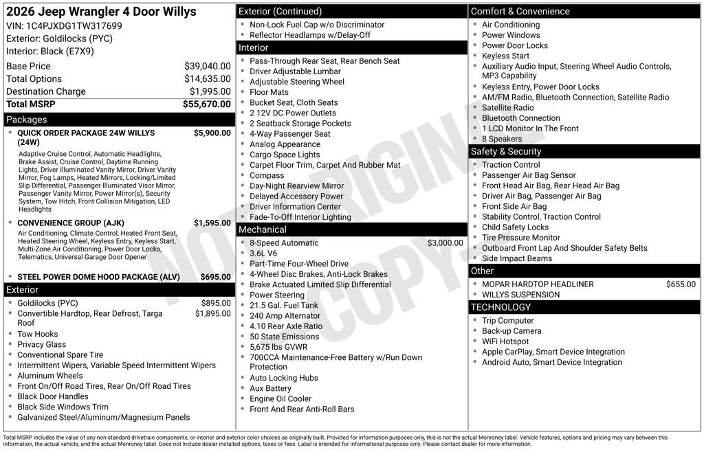 New 2026 Goldilocks Exterior Paint Jeep Willys image 24