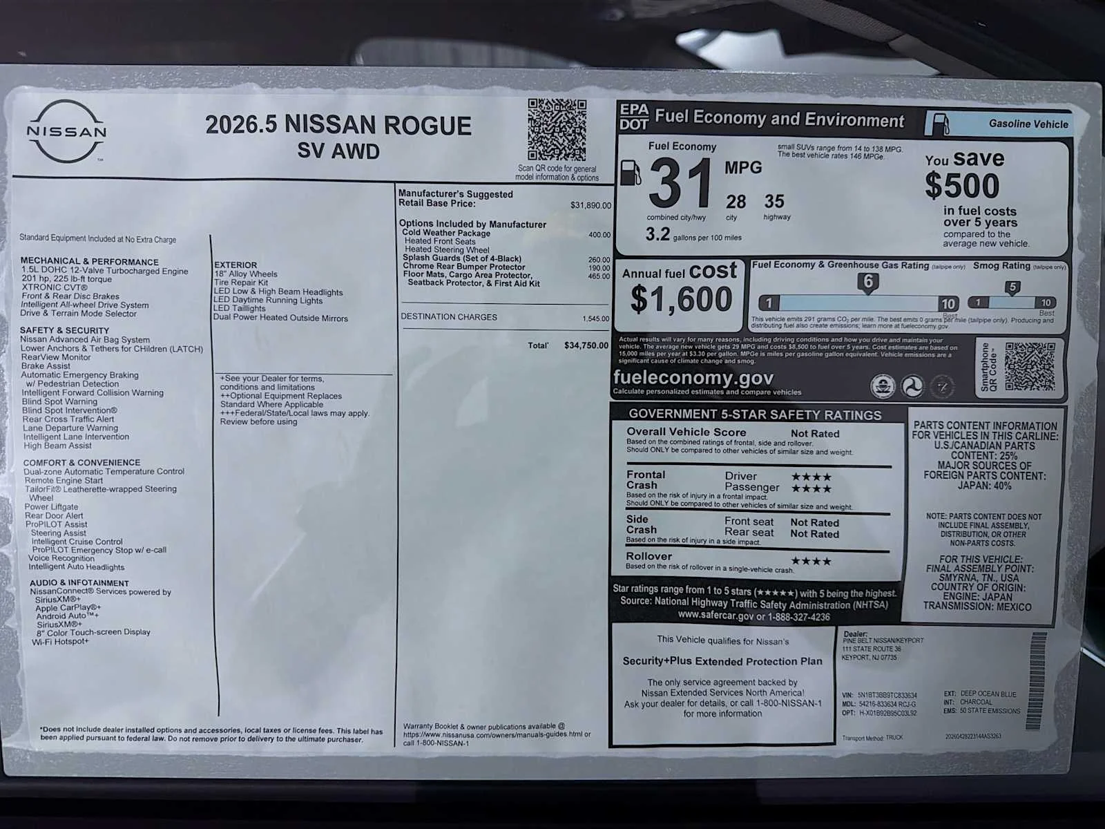 New 2026 Deep Ocean Blue Pearl Nissan SV image 6