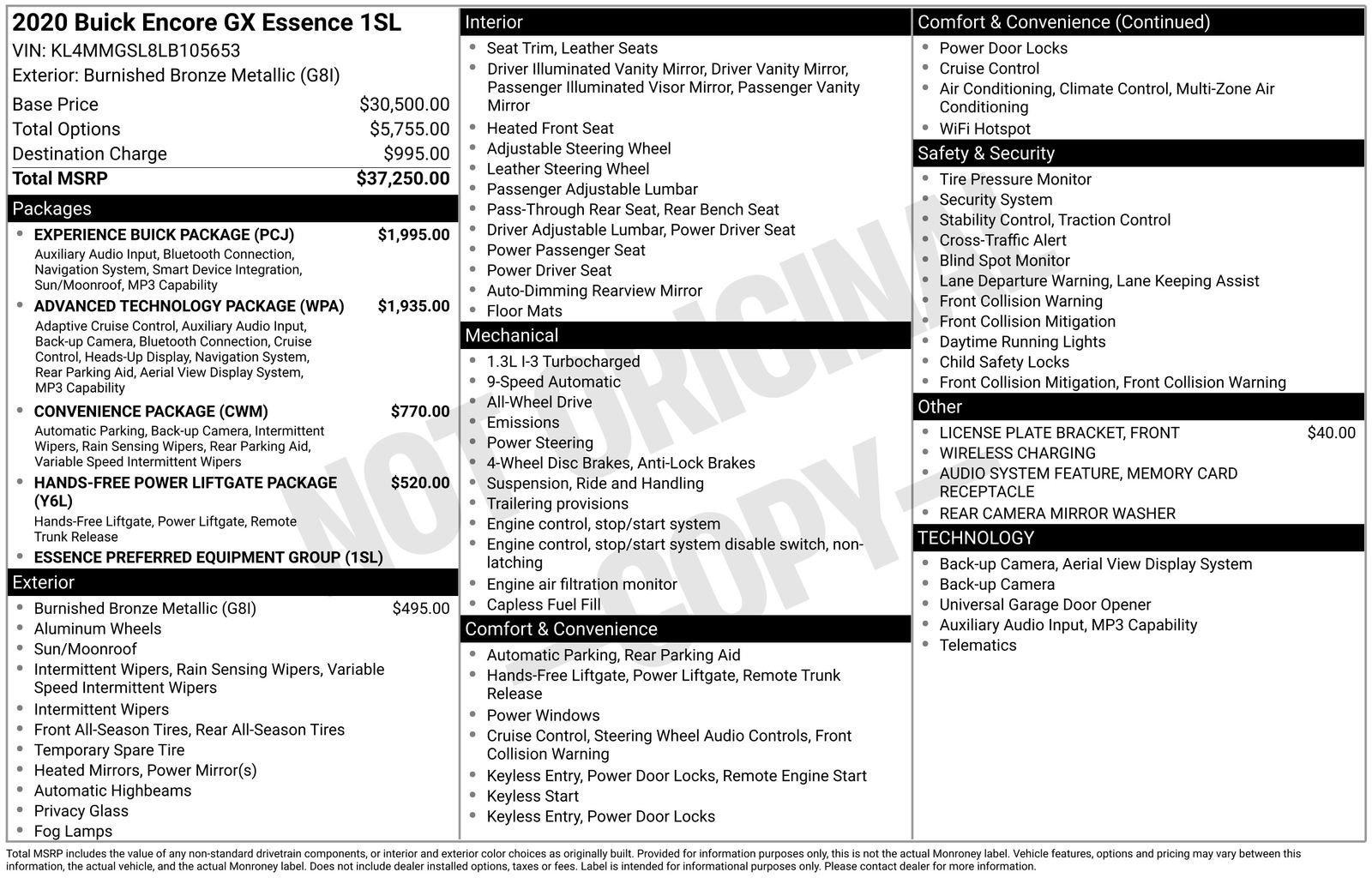 Used 2020 Buick Encore GX Essence with VIN KL4MMGSL8LB105653 for sale in Brainerd, Minnesota