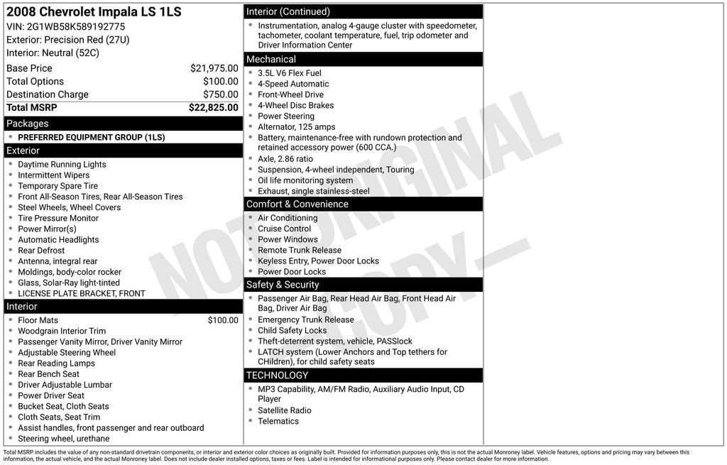 Used 2008 Red Chevrolet LS image 6