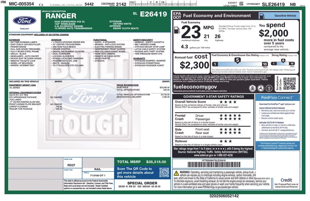 New 2025 White Ford XL image 2