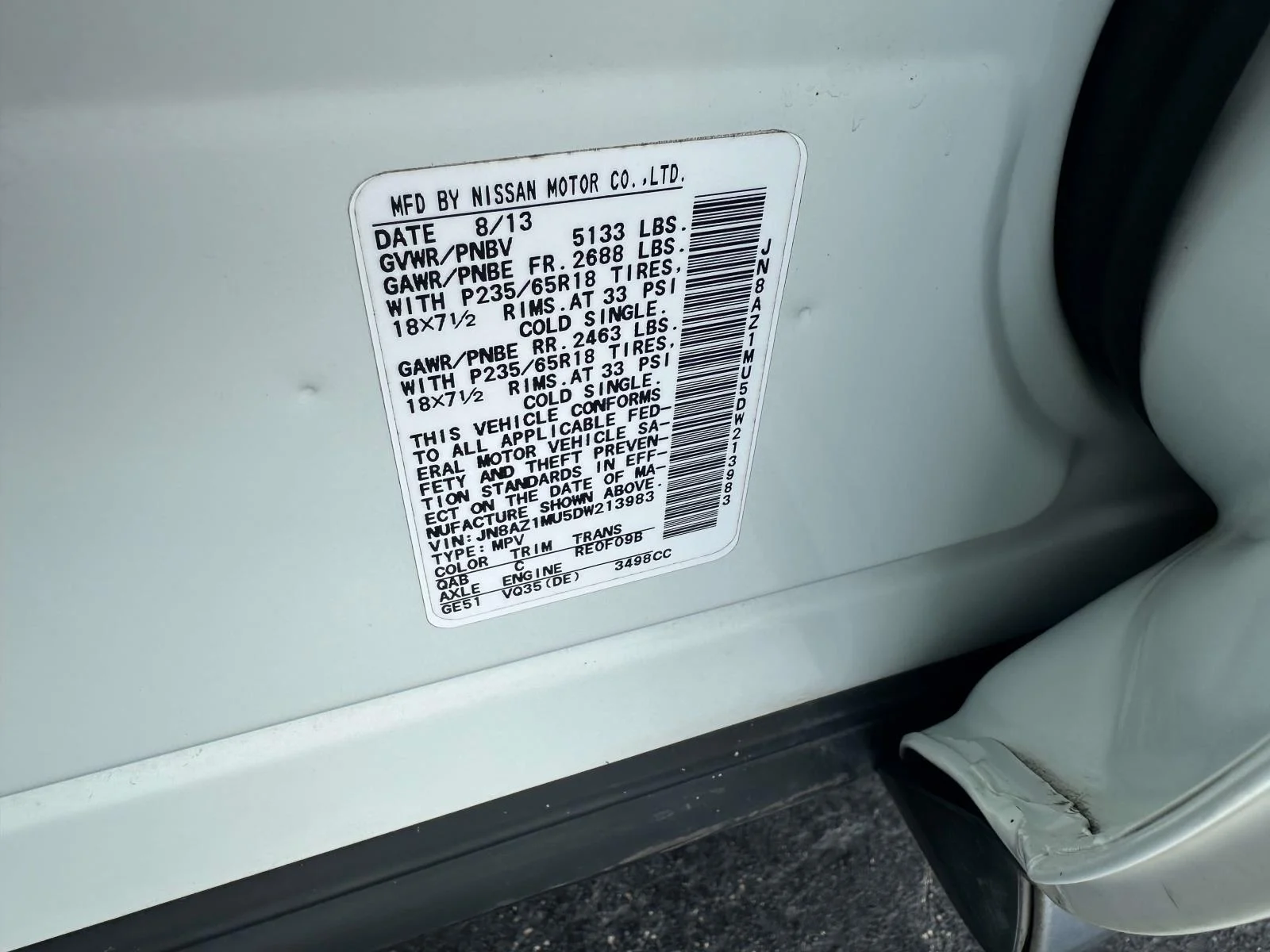 Used 2013 Glacier Pearl Nissan SL image 20