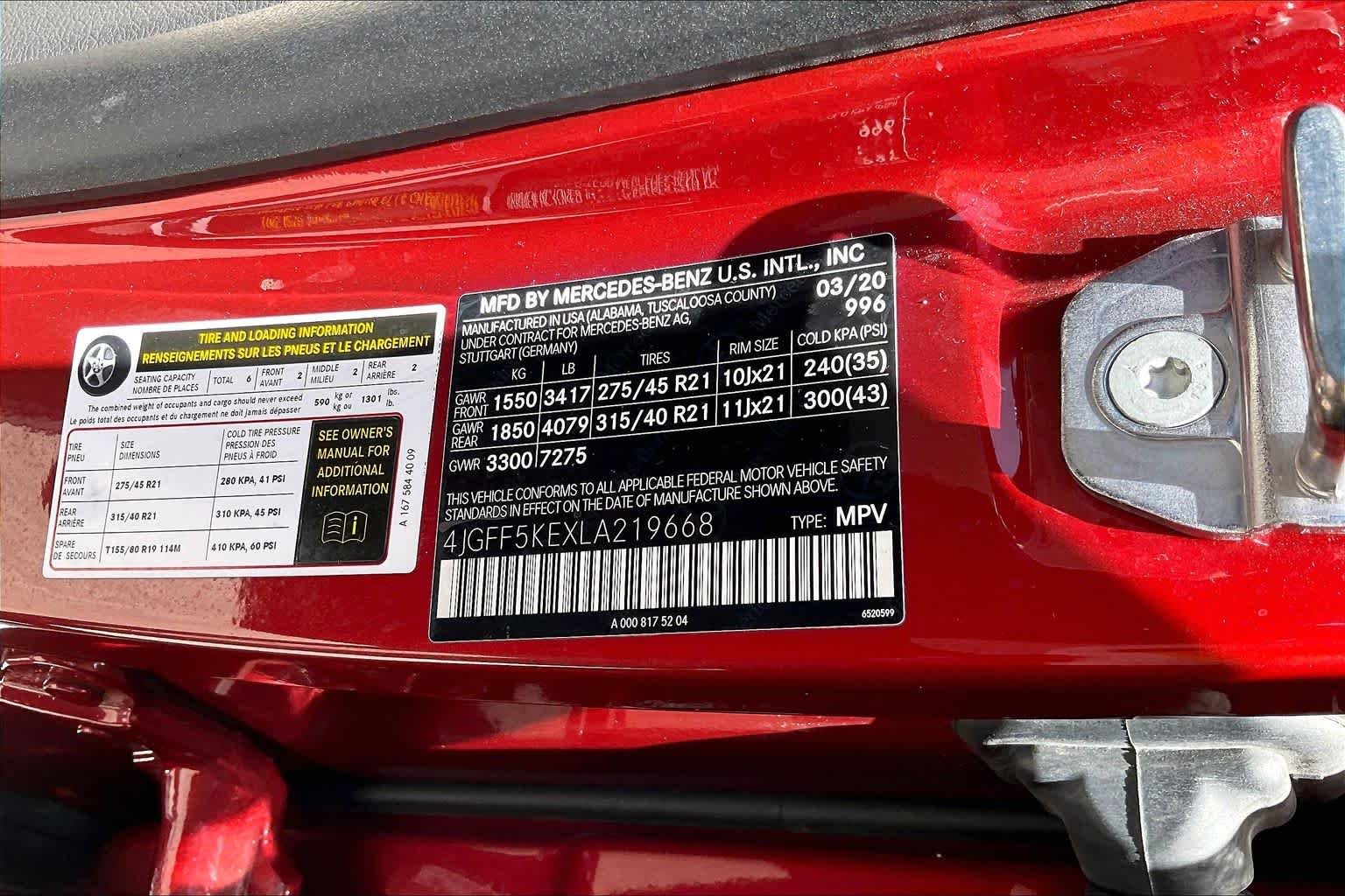 Used 2020 designo Cardinal Red Metallic Mercedes-Benz GLS 450 image 35