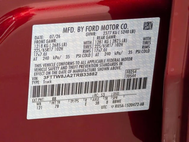 New 2026 Ruby Red Metallic Tinted Clearcoat Ford XLT image 47