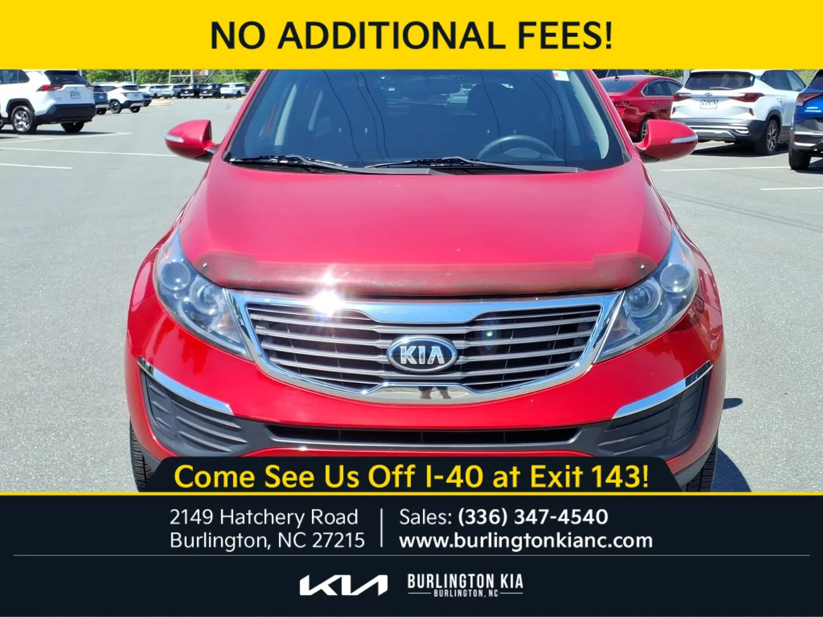 Used 2013 Kia Sportage LX with VIN KNDPB3A2XD7361050 for sale in Burlington, NC