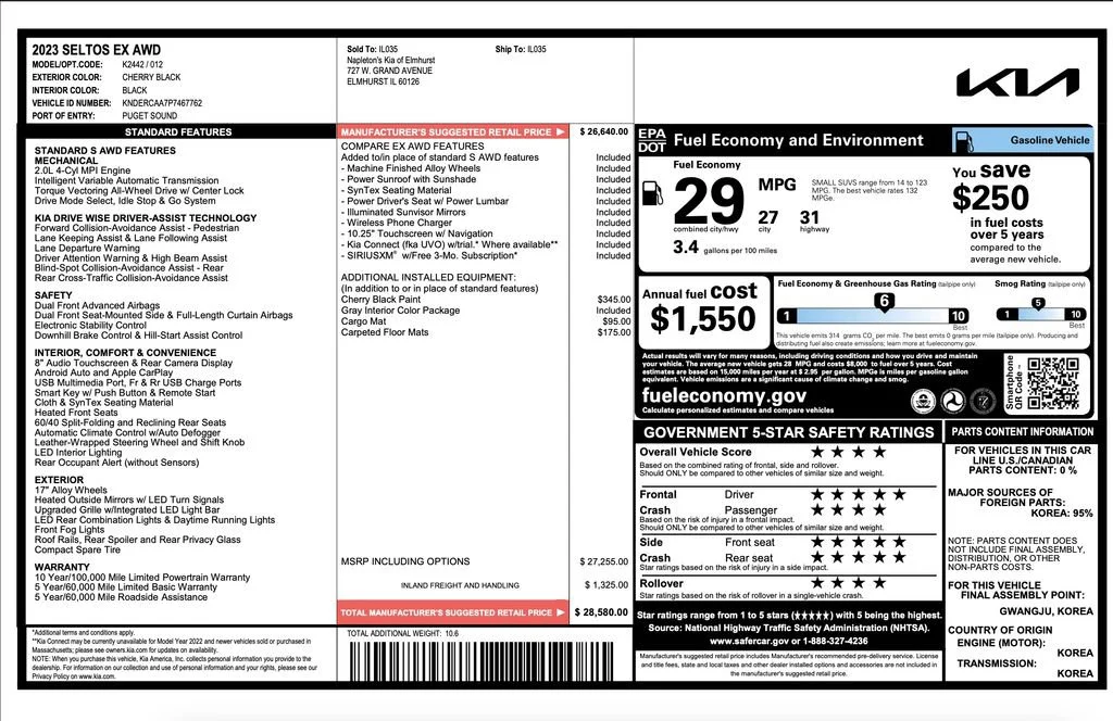 Used 2023 Black Kia EX image 2