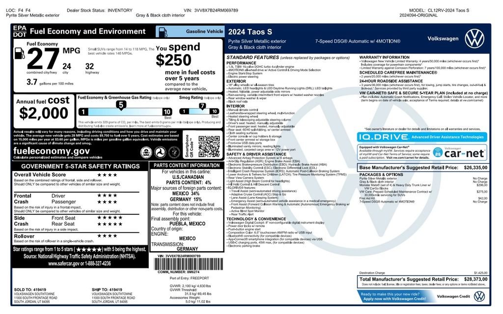 Used 2024 Silver Metallic Volkswagen 1.5T S image 3