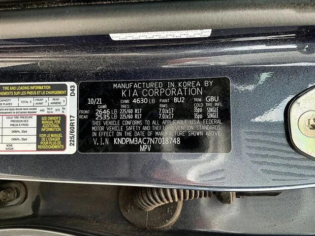 Used 2022 Blue Kia LX image 10