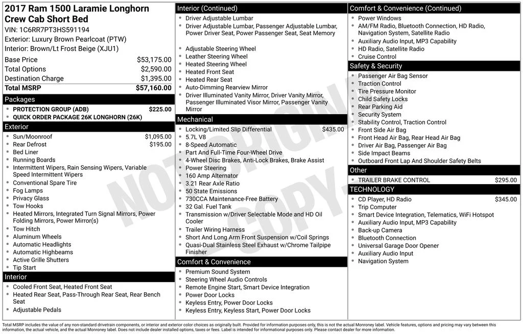 2017 RAM 1500 Laramie Longhorn 4x4 Crew Cab 5'7's photo