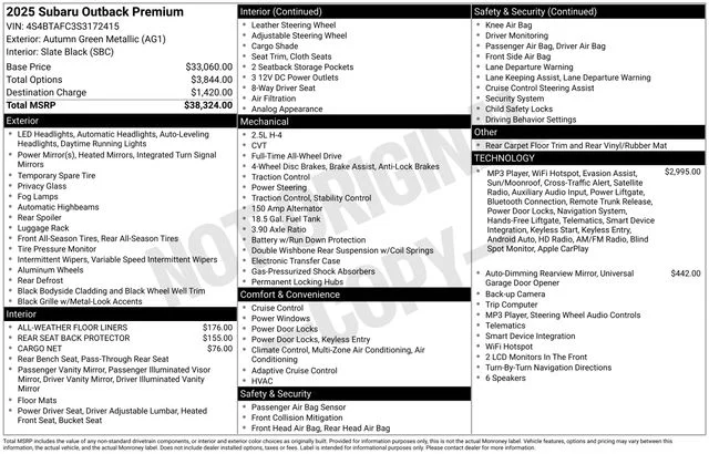 Used 2025 Green Subaru Premium image 38