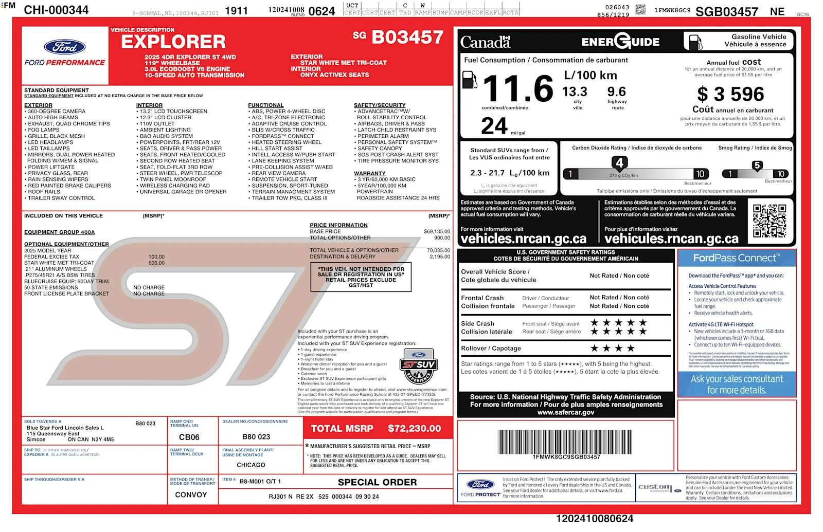 Used 2025 Star White Metallic Tri-Coat Ford ST image 2