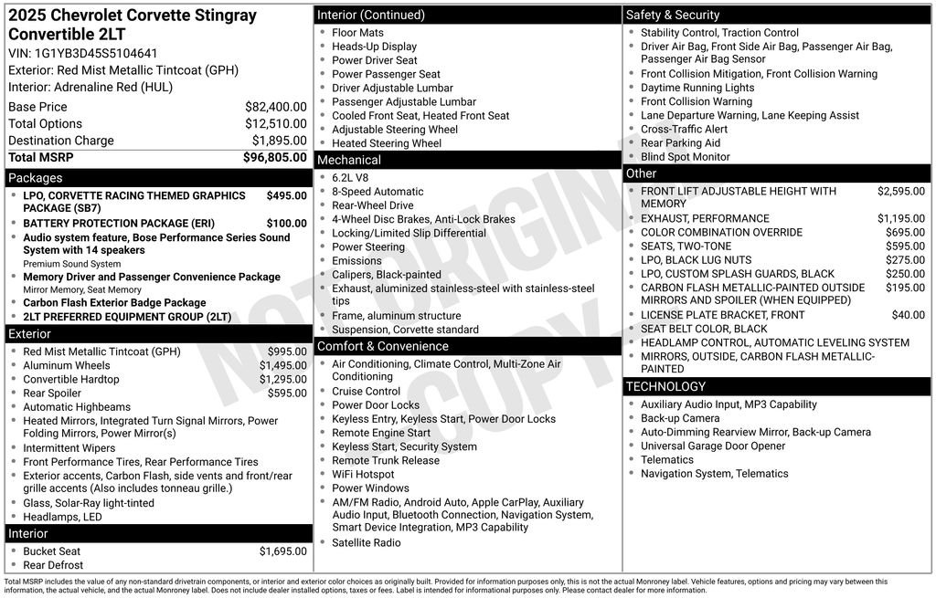 Used 2025 Red Chevrolet Stingray image 6