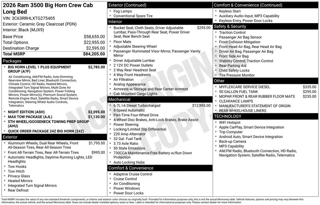 New 2026 Ceramic Gray Clearcoat RAM Big Horn image 9