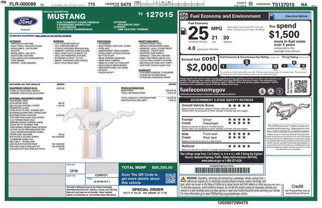 New 2026 White Ford EcoBoost Premium image 1