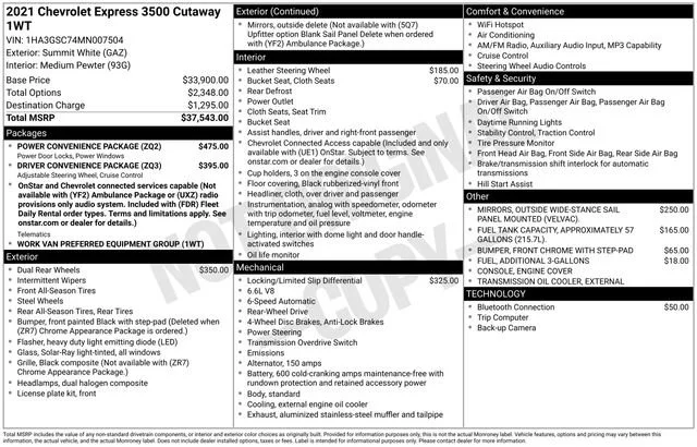 Used 2021 SUMMIT WHITE Chevrolet Work Van image 1