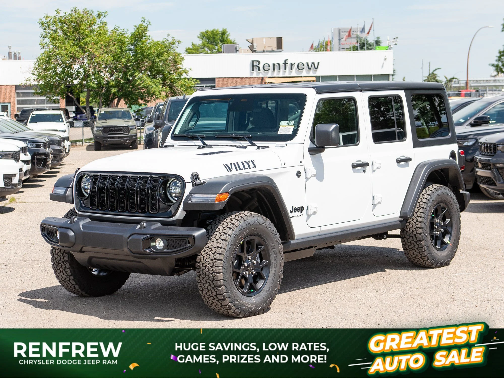 New 2026 White Jeep Willys* 4 Door 4x4, Rear Locker, Safety Group, Heated Seats/Wheel image 1