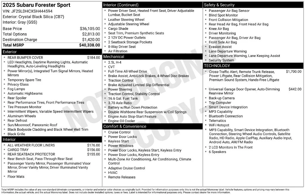 Used 2025 Black Subaru Sport image 2