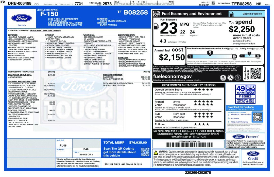 New 2026 Agate Black Metallic Ford Lariat image 11