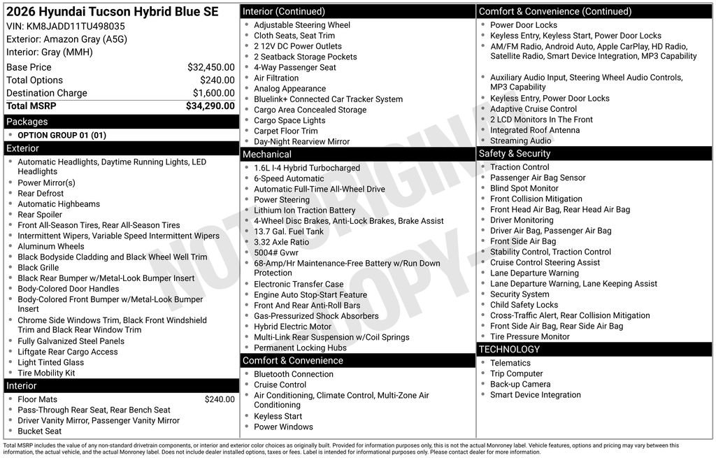 New 2026 Gray Hyundai Blue SE image 26