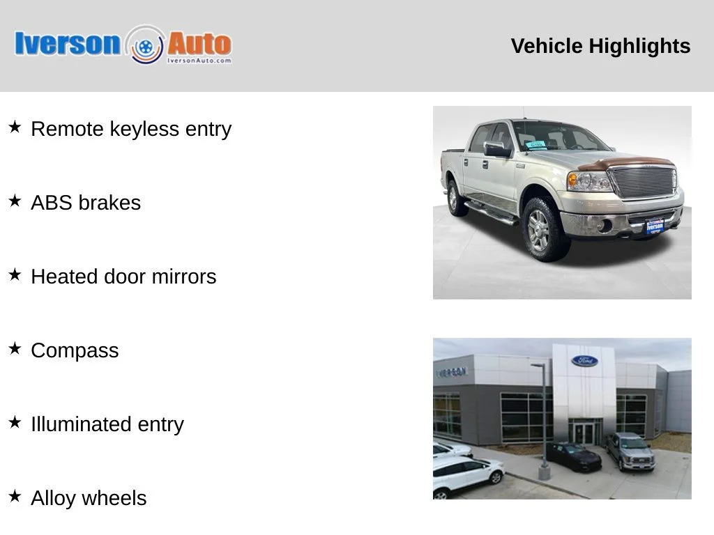 Used 2006 Ford F-150 Lariat with VIN 1FTPW14V56FB23808 for sale in Huron, SD