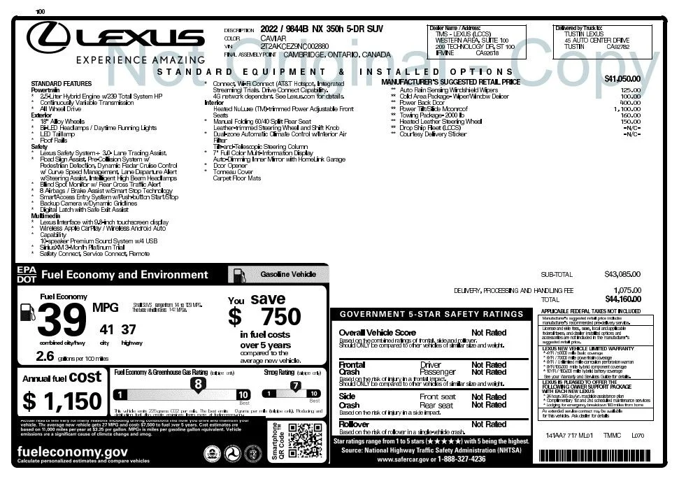 Certified Used 2022 Black Lexus 350h Base image 4