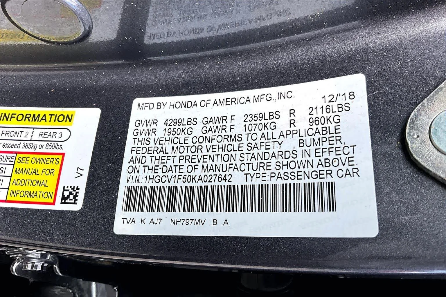Used 2019 Modern Steel Metallic Honda EX-L 1.5T image 34