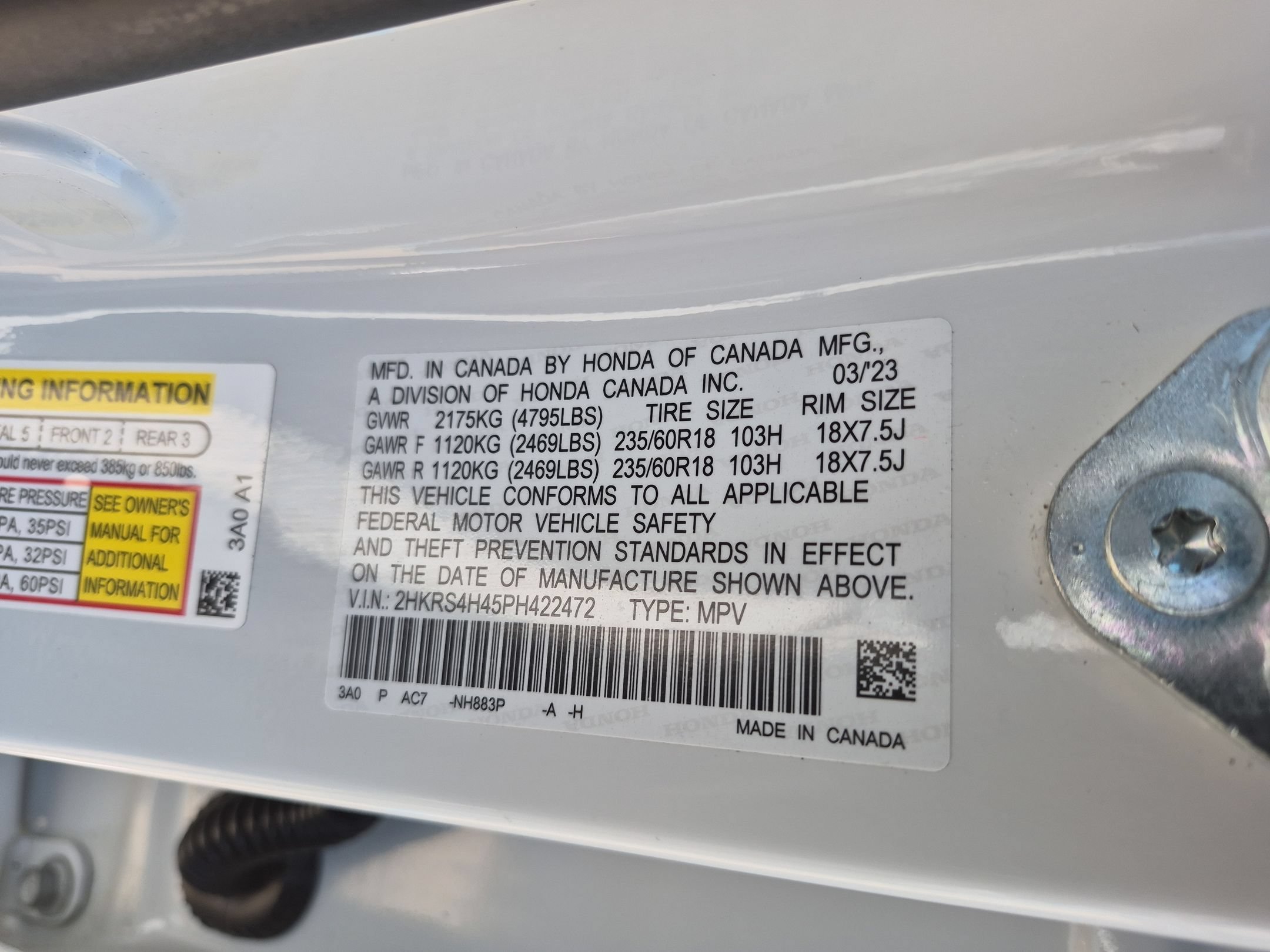 Certified Used 2023 Platinum White Pearl Honda EX AWD image 35