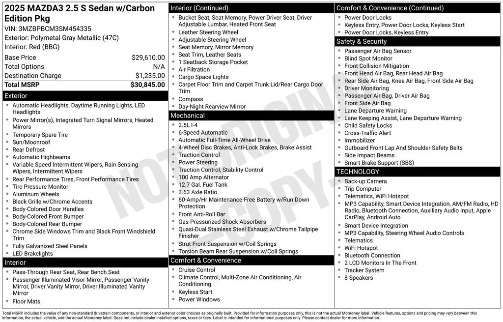 Used 2025 Gray Mazda 2.5 S Carbon Edition image 17