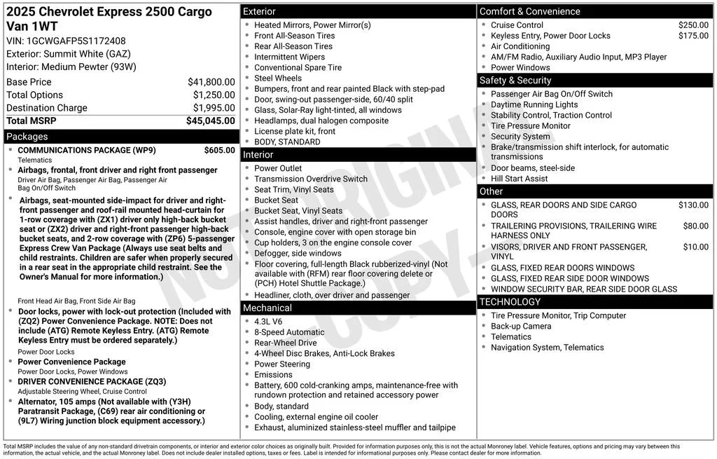 2025 Chevrolet Express Cargo Work Van - Photo 36