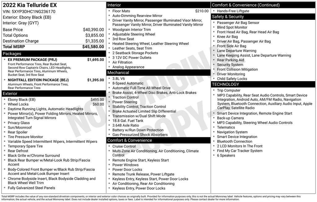 Used 2022 Black Kia EX image 3