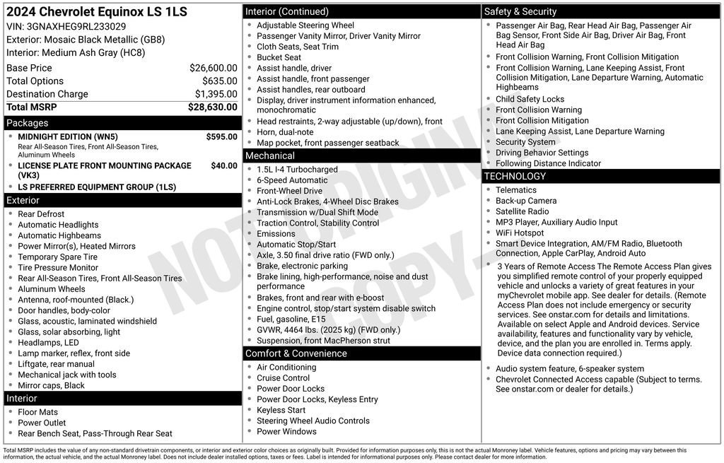 Used 2024 Mosaic Black Metallic Chevrolet LS image 10