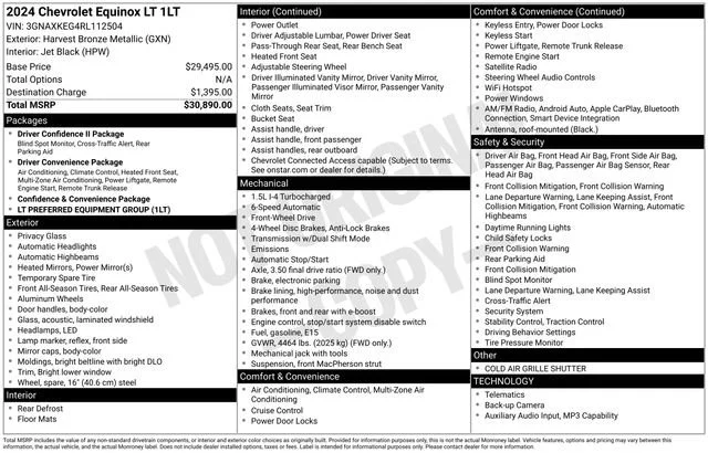 Used 2024 Harvest Bronze Metallic Chevrolet LT image 30