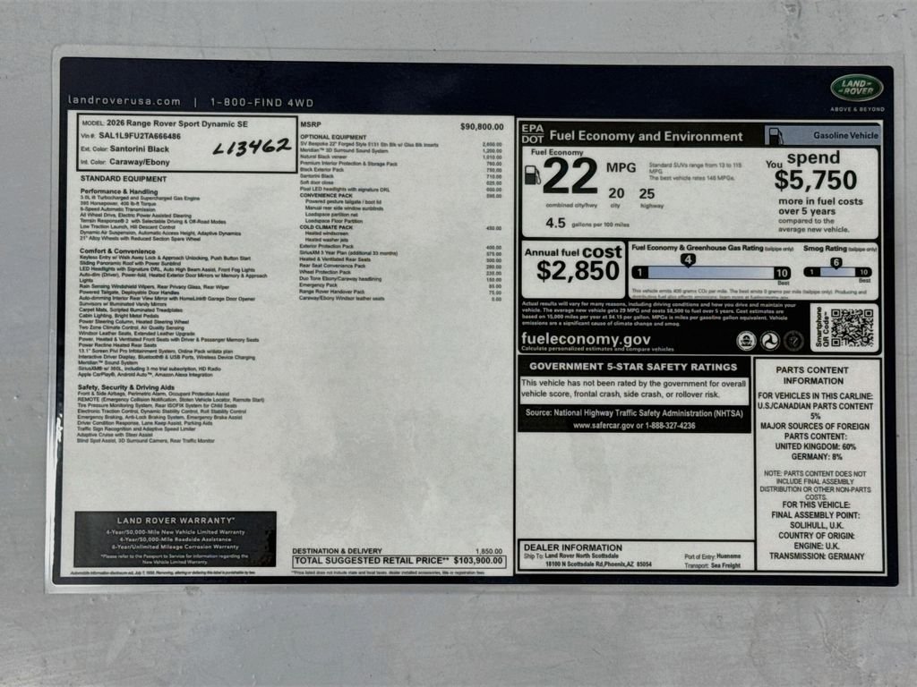 New 2026 Santorini Black Land Rover Dynamic SE image 9