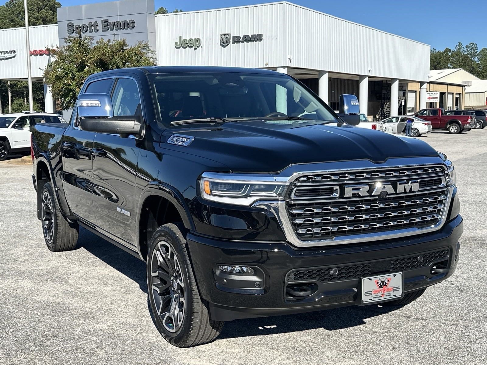 New 2025 Diamond Black Crystal Pearl-Coat Exterior Paint RAM Longhorn 4x4 Crew Cab 5
