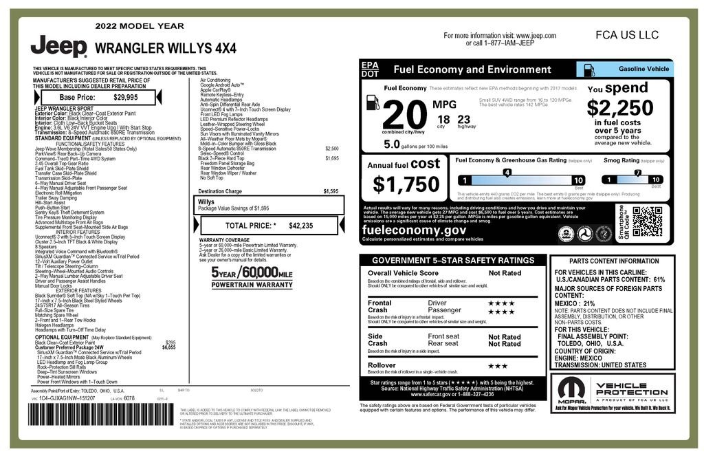 Certified Used 2022 Black Jeep Willys image 4