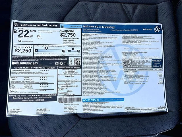 New 2026 Black Volkswagen SE w/Technology image 11